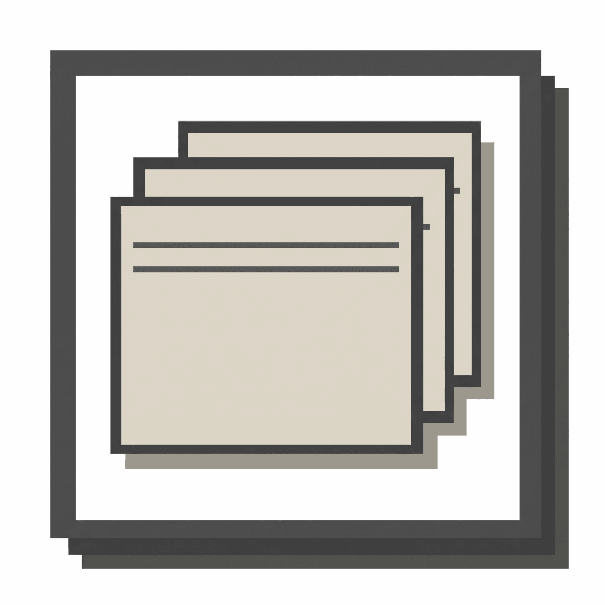 The original HyperCard icon — a small stack of index cards — on a Mac System 7 desktop.